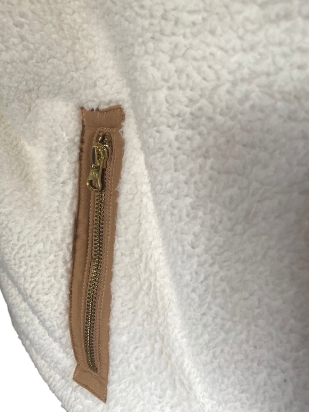 J. CREW Quilted Chest Sherpa Pullover Jacket - Cream / Camel MED — FALL VIBES - Picture 5 of 13